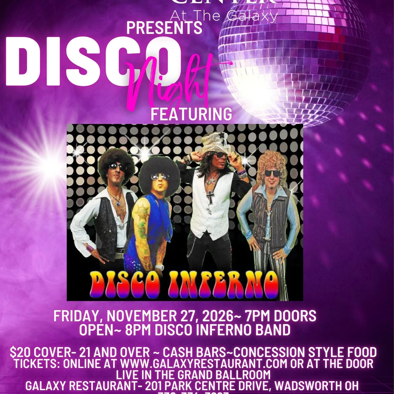 Disco Inferno at the Galaxy - Friday, November 27, 7:00 PM