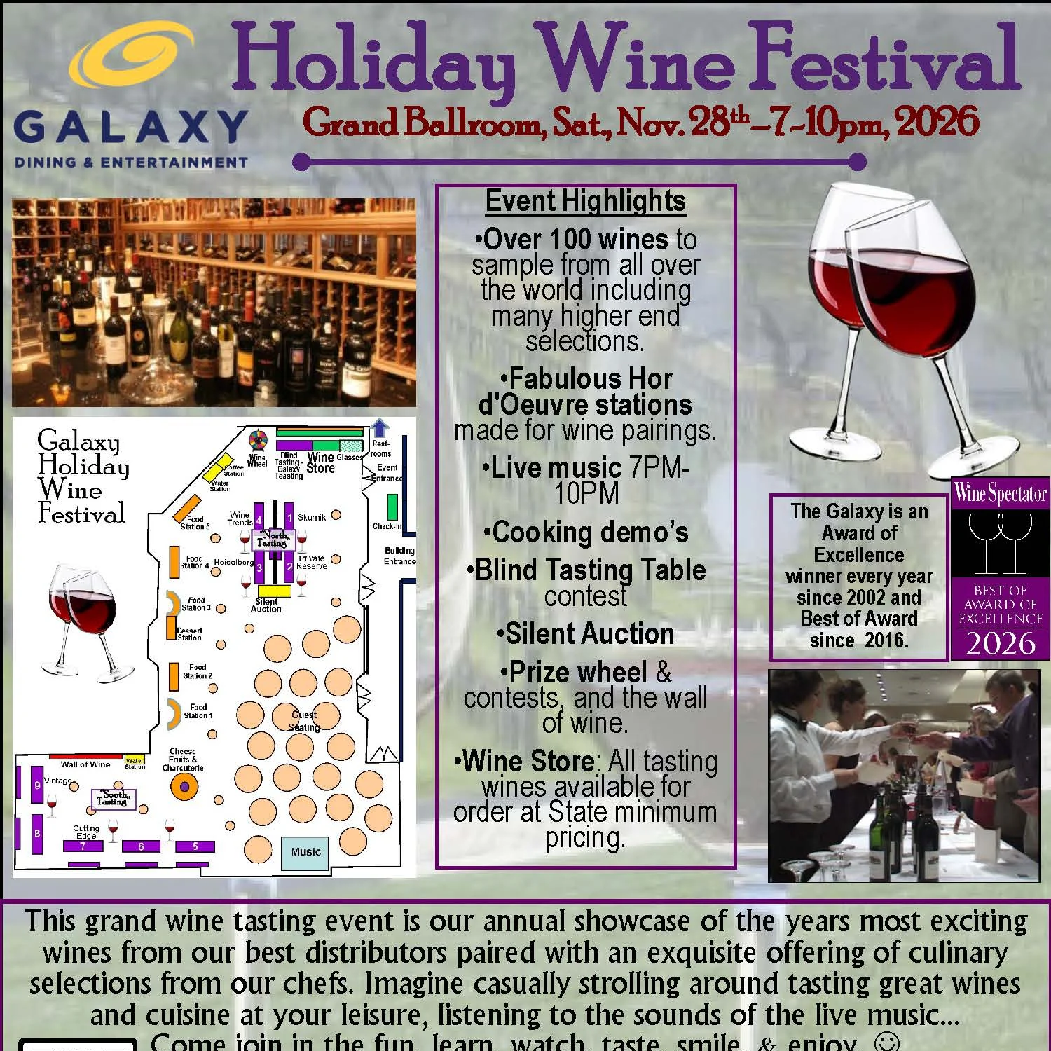 Annual Galaxy Wine Festival - Saturday, November 28, 7:00 PM
