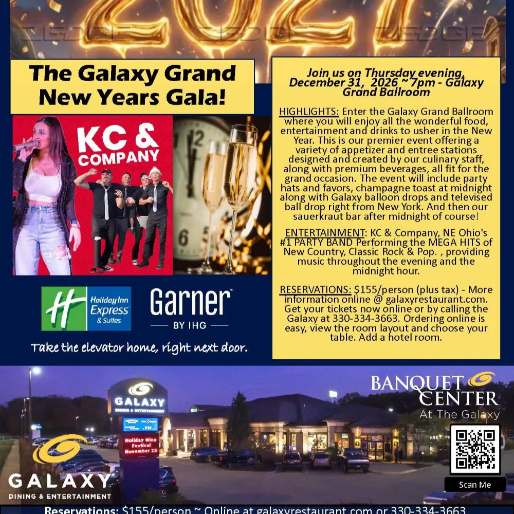Grand New Years Celebration Gala in the Ballroom, 7PM - Thursday, December 31, 7:00 PM