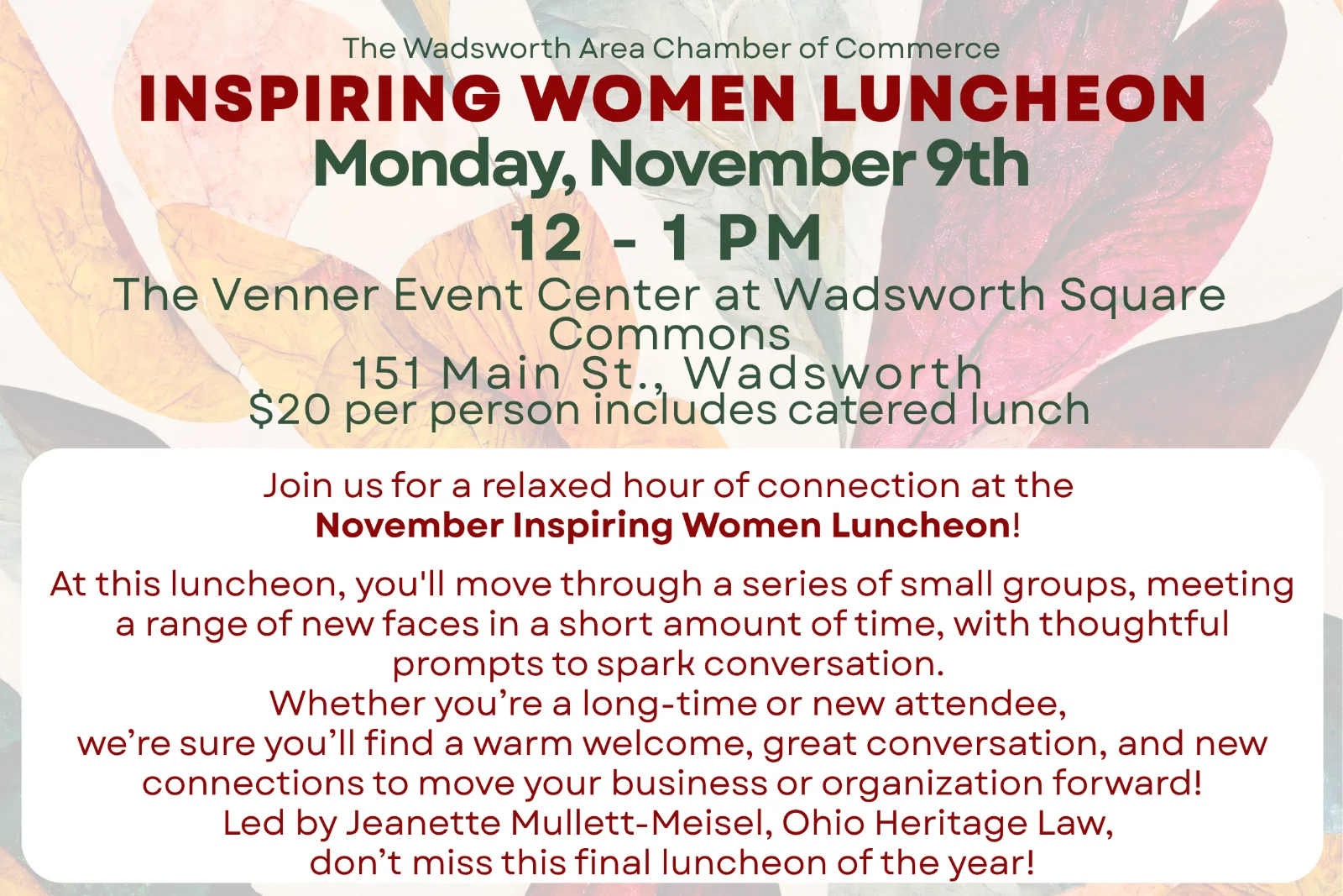 November Inspiring Women Luncheon - NETWORKING